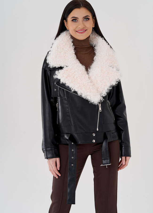 Куртка косуха на утеплении с отделкой натуральный козлик модель № 3022 универмаг малина Куртка косуха на утеплении с отделкой натуральный козлик модель № 3022 универмаг малина