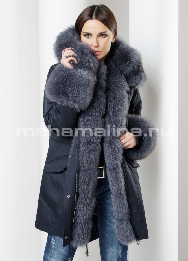 Женская парка модель № П-166 меха малина