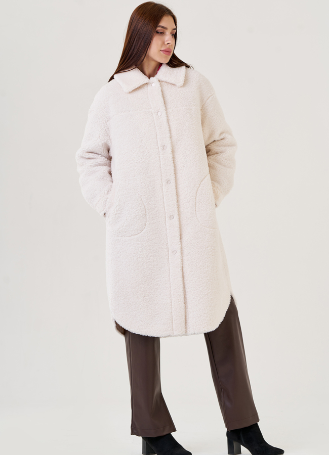 Пальто 2 в 1 из искусственного меха модель № 79220 универмаг малина