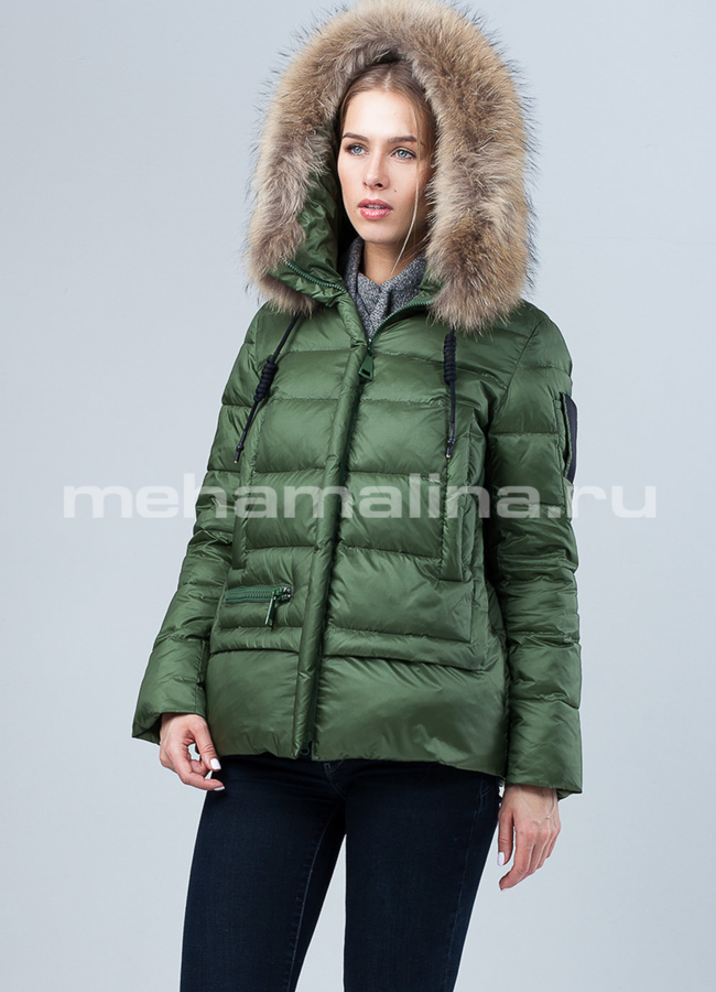 Куртка зимняя модель № П-229 меха малина