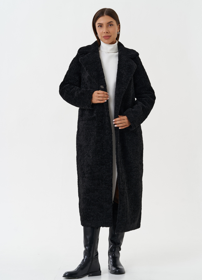 Двухсторонняя дубленка из эко кожи с английским воротником модель № 27777 универмаг малина