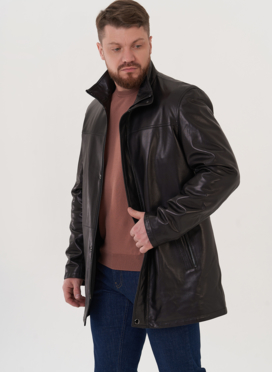 Удлиненная куртка из натуральной кожи