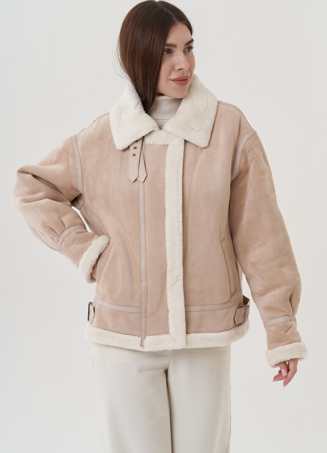 Женская дубленка из эко замши  модель № 25356 универмаг малина