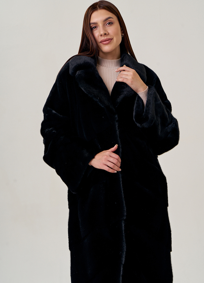 Шуба из скандинавской норки модель № 2203 меха малина