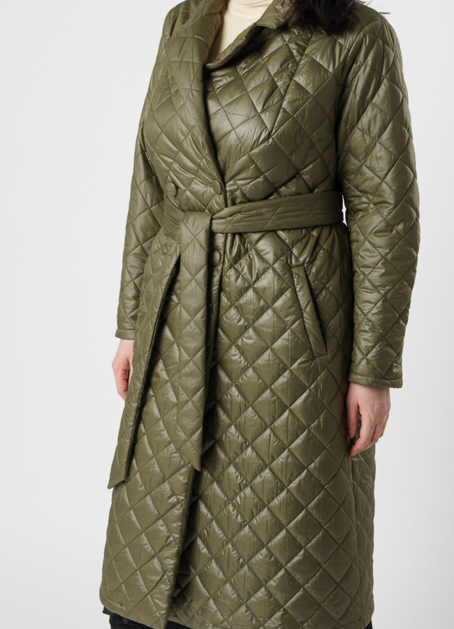 Женское демиезонное пальто зеленого цвета модель № 46 универмаг малина