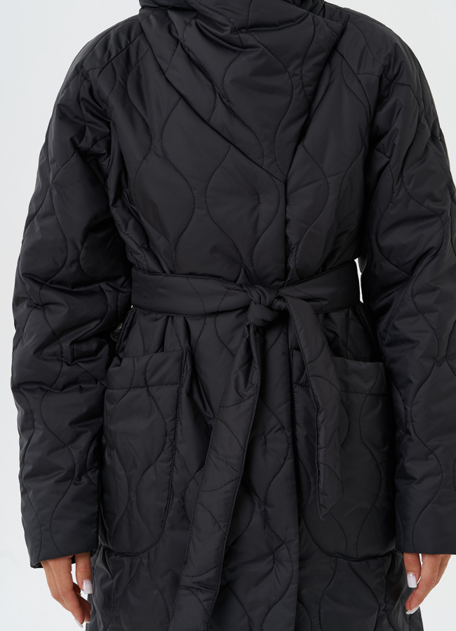 Стеганое пальто с капюшоном модель № 28437 в рассрочку