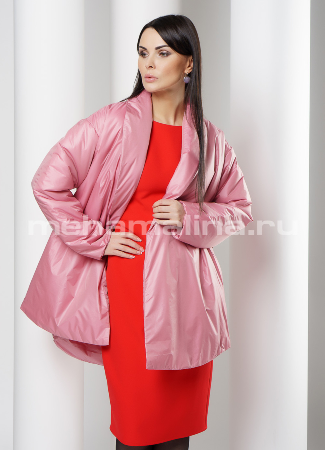 Укороченное пальто в розовом цвете модель № 122 универмаг малина