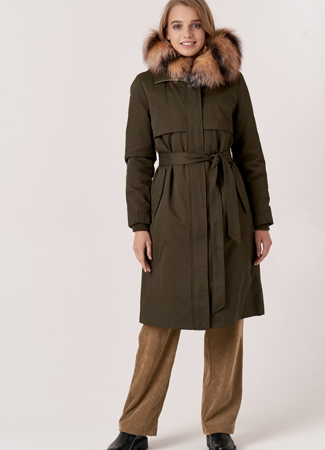 Удлиненная парка с мехом модель № 18942 универмаг малина