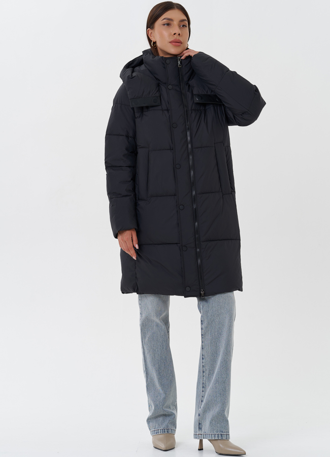 Стеганый пуховик с капюшоном модель № 28502 в кредит