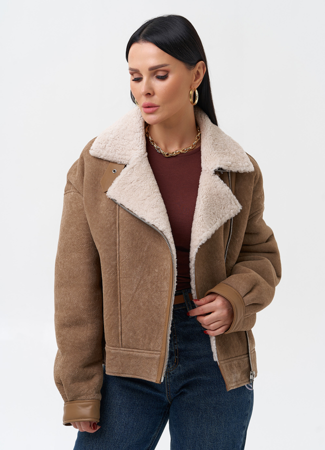 Женская натуральная дубленка модель № 29071 универмаг малина