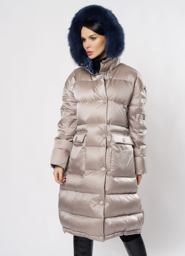 Светлый пуховик Florence Mode с капюшоном модель № 19СА-27 универмаг малина