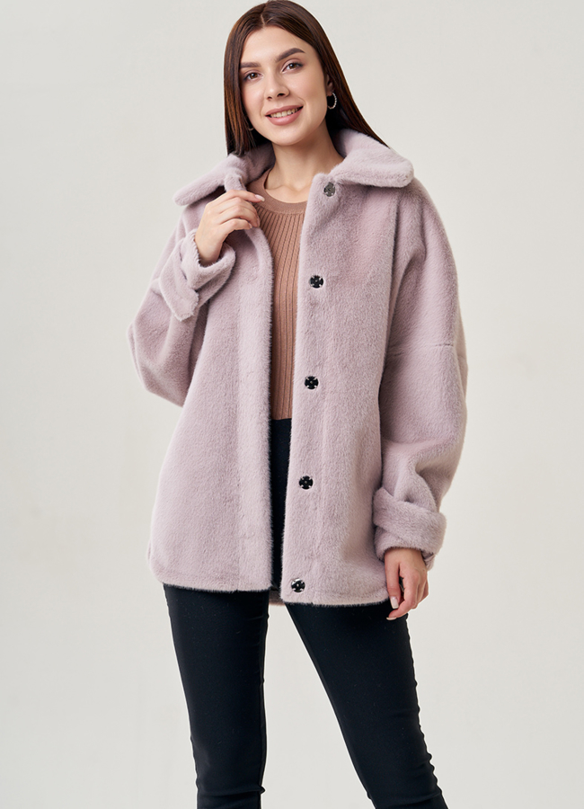 Куртка из эко меха  модель № 22956 меха малина