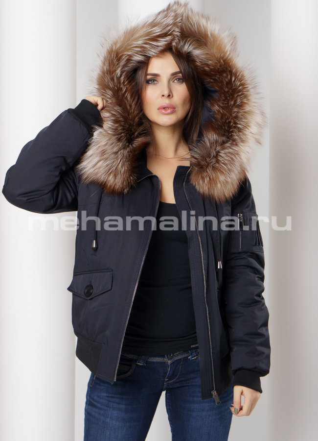 Женская парка модель № П-295 меха малина