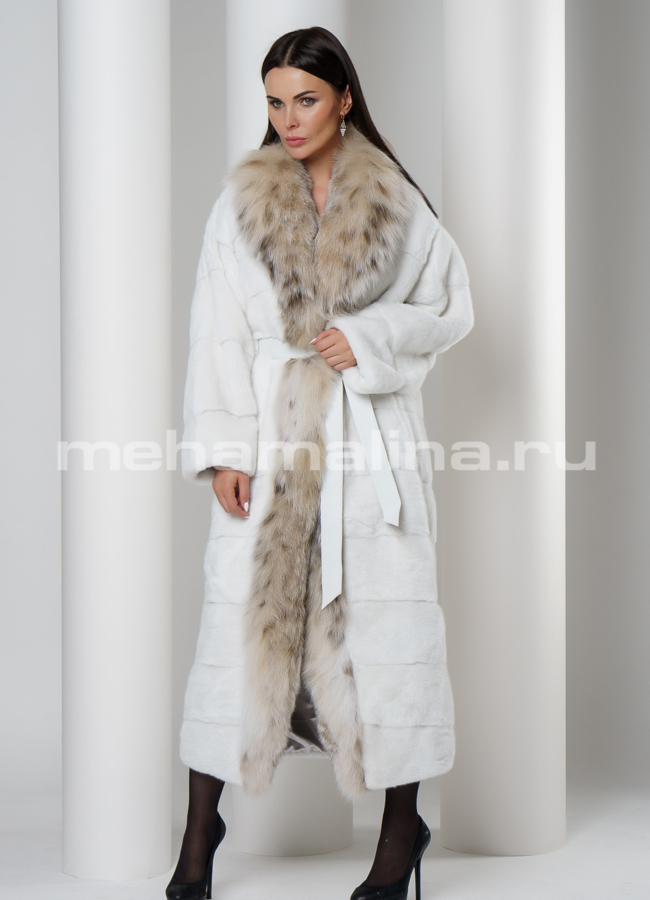 Белая норковая шуба  модель № S-719 в кредит
