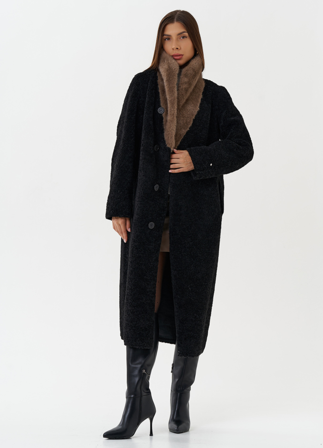 Двухсторонняя дубленка из эко кожи модель № 27781 универмаг малина