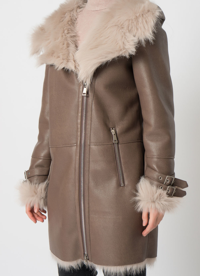 Дубленка из эко меха под тоскану модель № 79315 в рассрочку