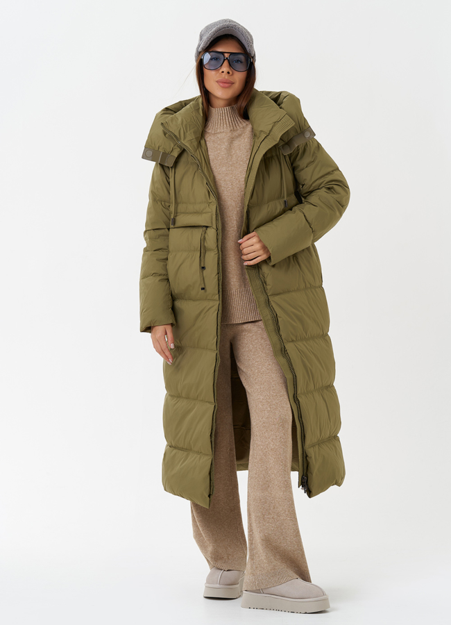 Женский пуховик с капюшоном модель № 28499 меха малина