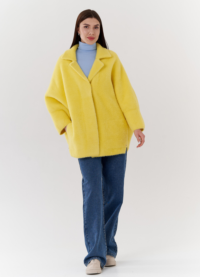 Женский кардиган с английским воротником  модель № 24108 меха малина