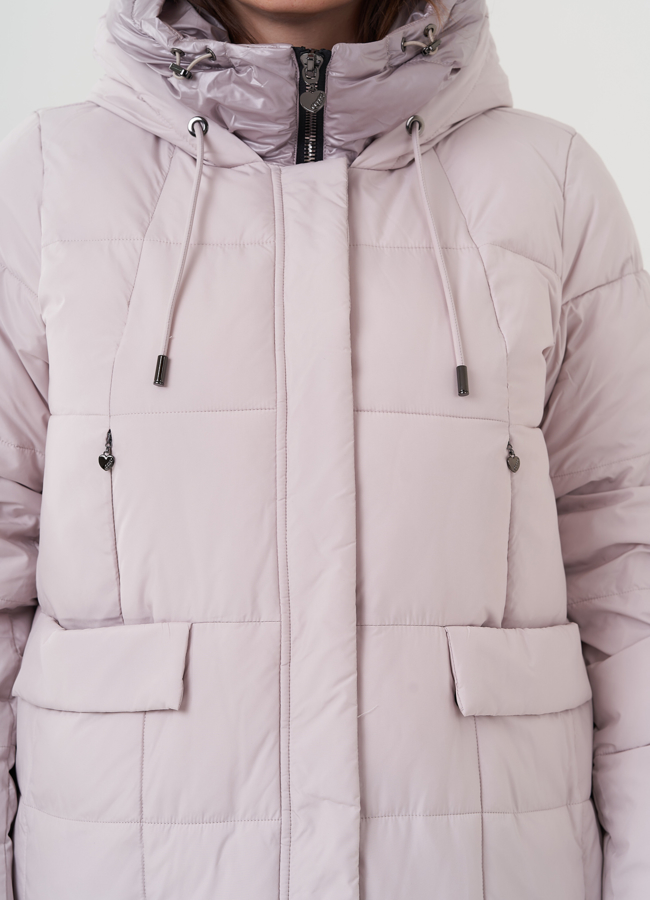 Женский пуховик с капюшоном  модель № 25722 универмаг малина
