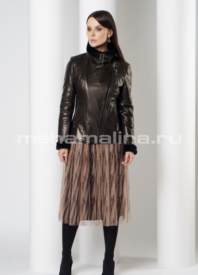 Куртка из натуральной кожи с воротником модель № 818 в кредит