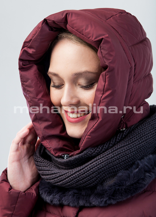 Пуховик в цвете марсала модель № П-168 универмаг малина