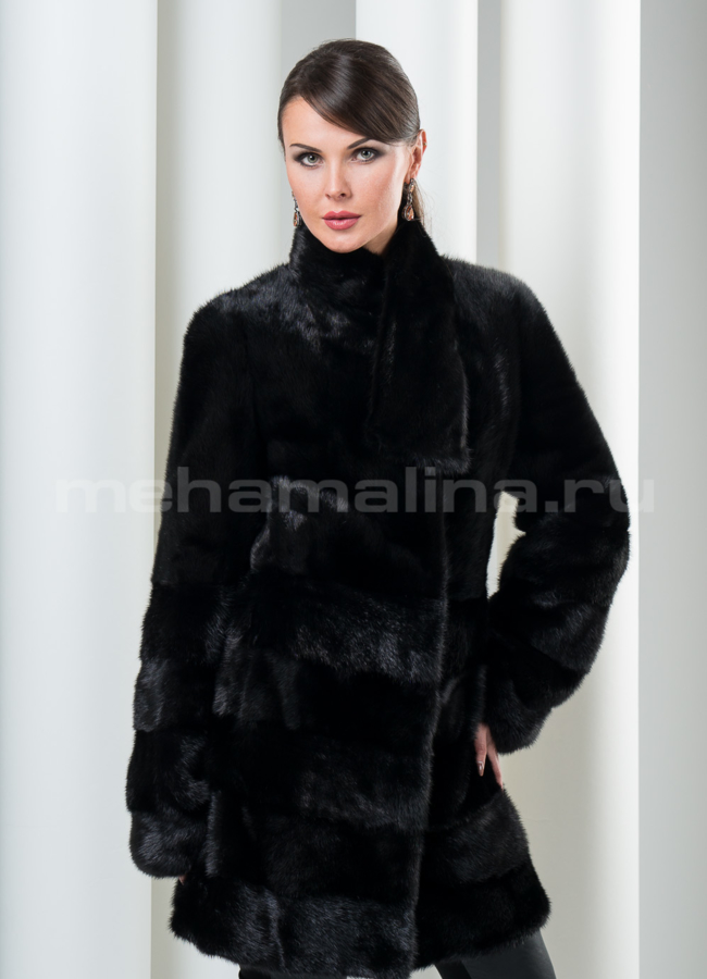 фото Шуба норка, воротник-стойка галстук модель № S-105