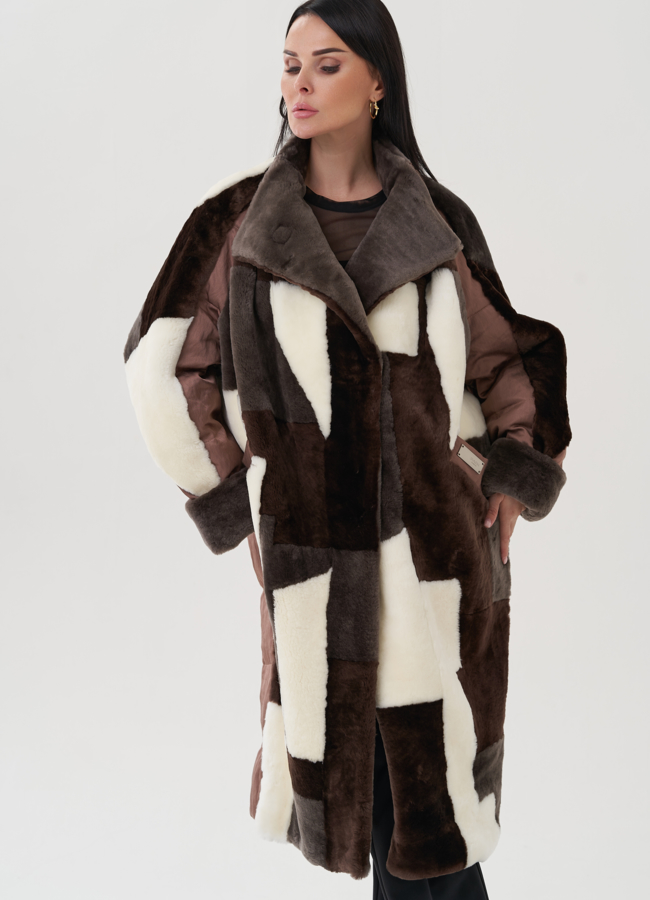 Пальто утепленное с овчиной модель № 25486 в рассрочку