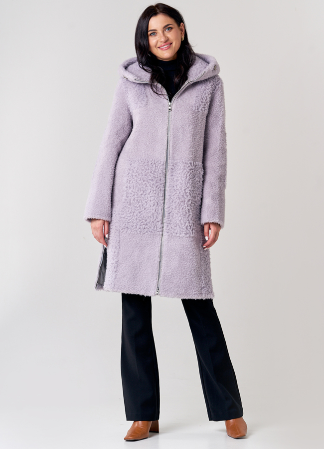 Прямое пальто из шерсти с капюшоном модель № 21560 универмаг малина