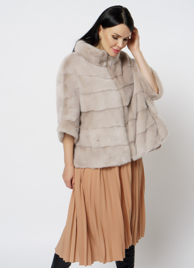 Пончо из норки на молнии модель № 1215 универмаг малина