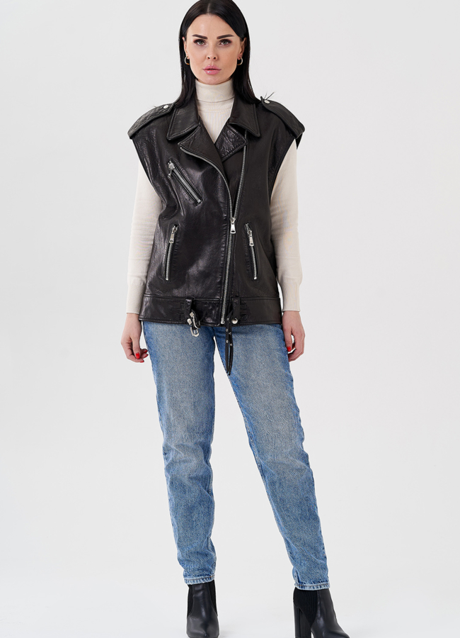 Жилет женский из натуральной кожи  модель № 24100 в кредит