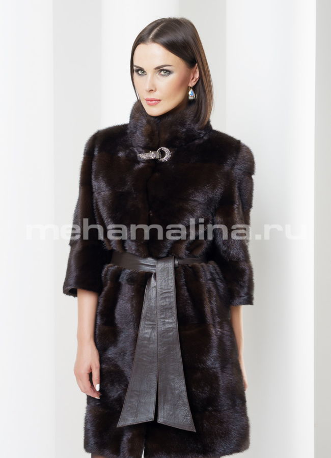 Шуба из норки, воротник стойка модель № S-433 в кредит