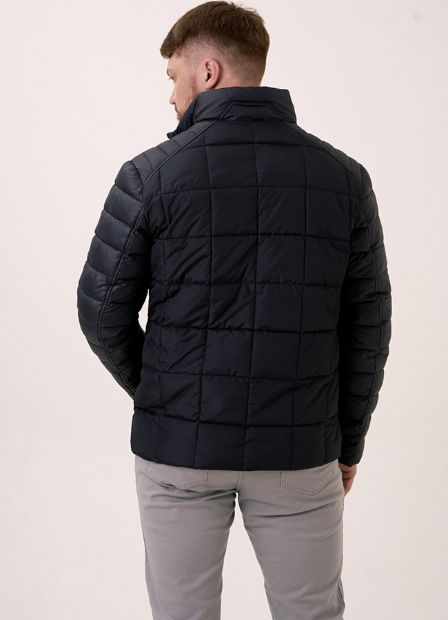 Мужской пуховик синего цвета со стойкой модель № 86 в кредит