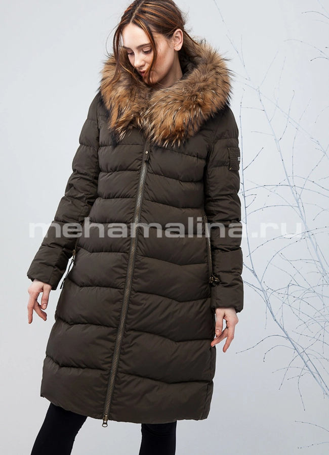 Пуховик oversize модель № П-176 меха малина