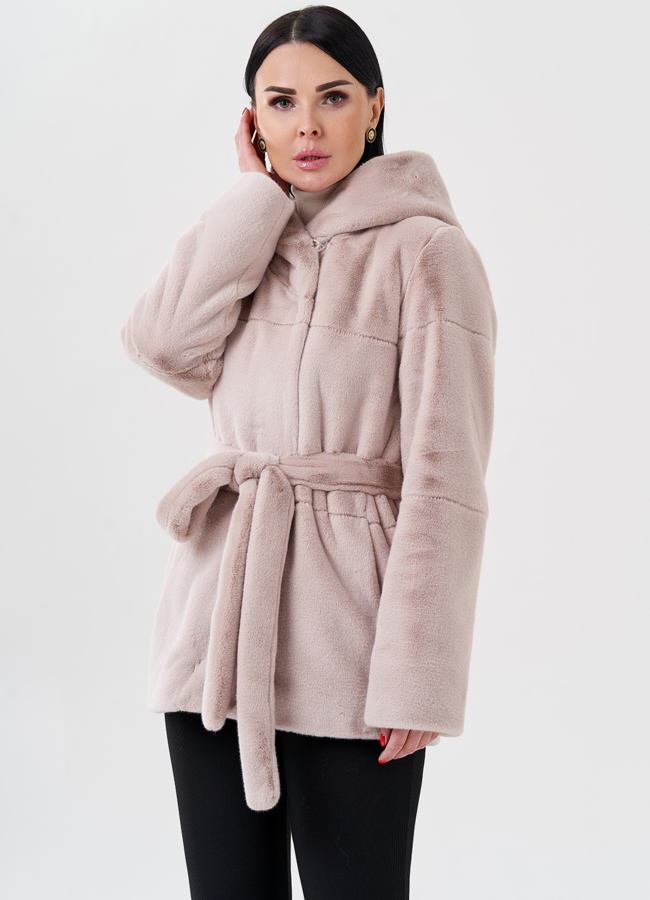 фото Женская куртка из искусственного меха с капюшоном модель № 23532