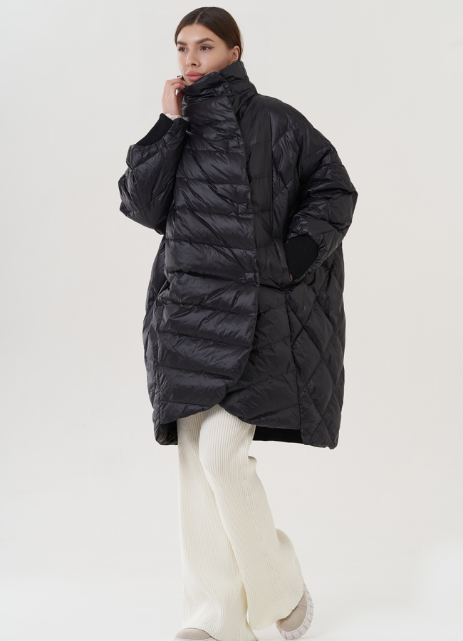 Женский пуховик оверсайз  модель № 25960 меха малина