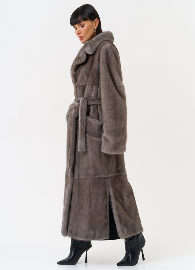 Длинная шуба из меха норки с английским воротником модель № 31598 универмаг малина Длинная шуба из меха норки с английским воротником модель № 31598 универмаг малина