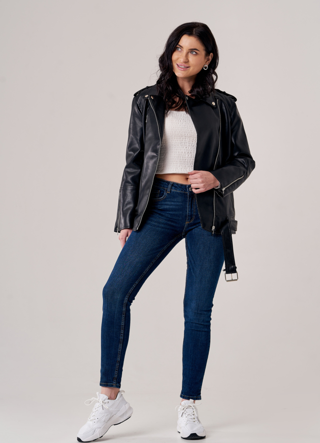 Женская косуха из эко кожи черного цвета модель № 2121 универмаг малина