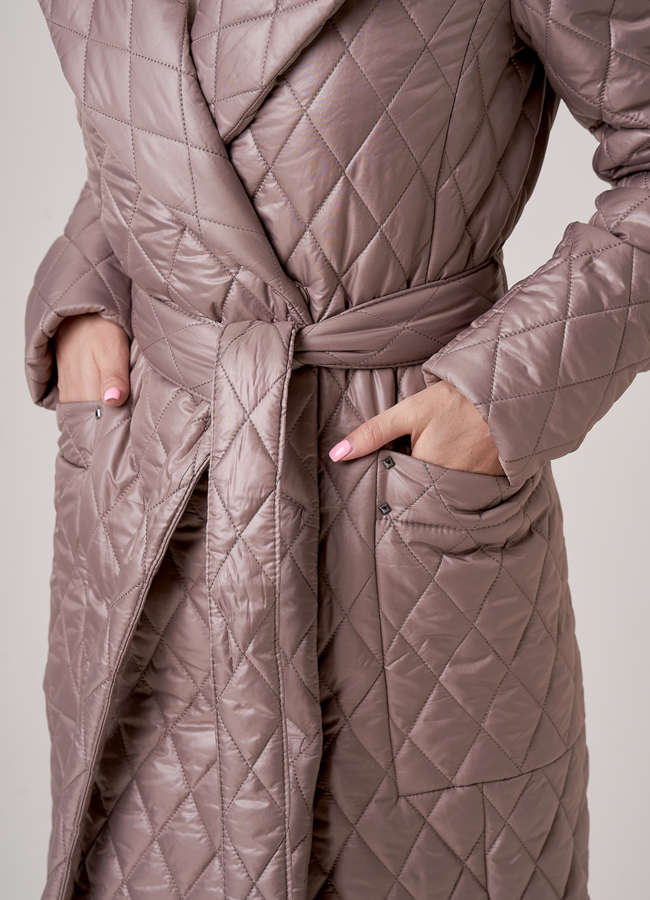 Женское демисезонное пальто на поясе модель № 17783 в кредит