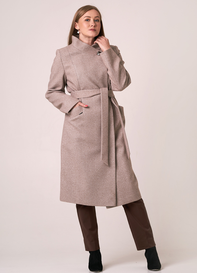 Женское удлиненное пальто со стойкой модель № 10820 универмаг малина