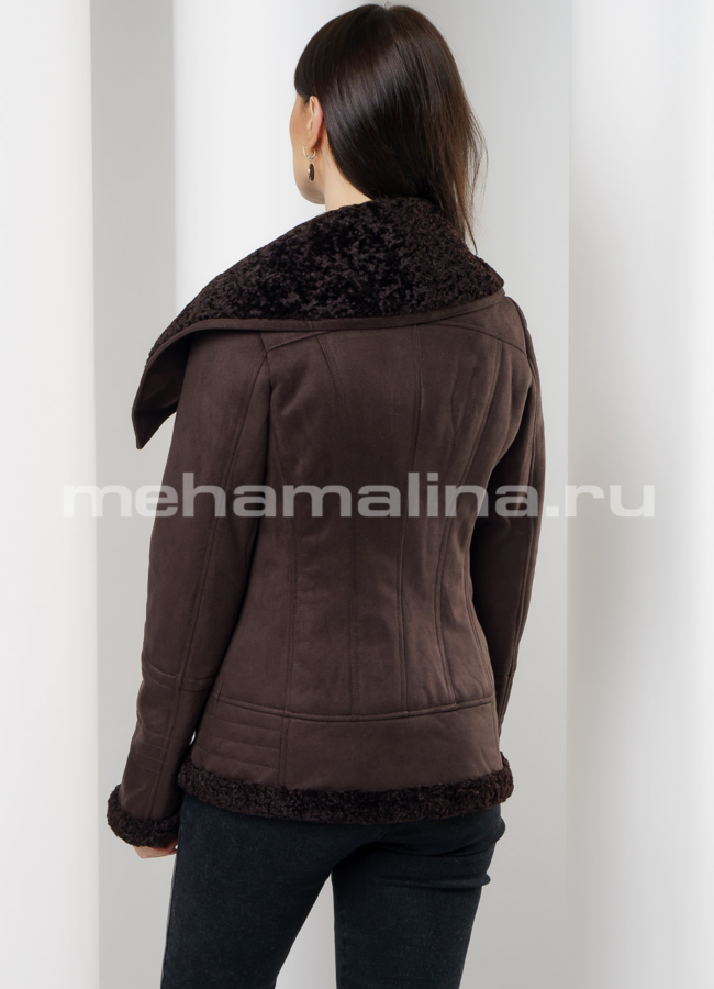 Дубленка эко  на молнии с отложным воротником модель № 9180 в кредит