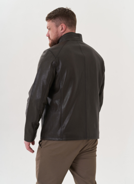 Мужская куртка из натуральной кожи в цвете хаки