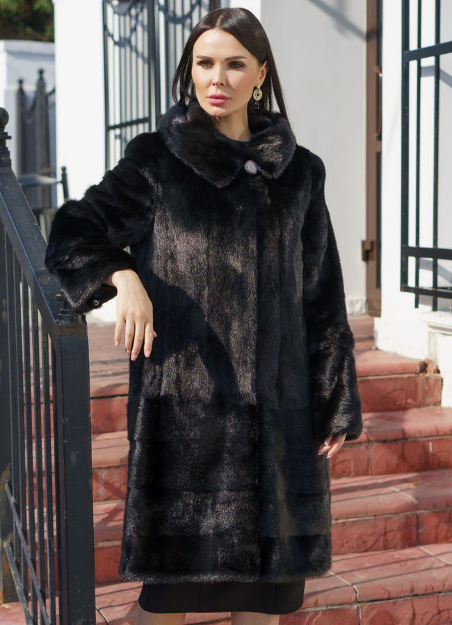 Норковая шуба с капюшоном  модель № 230 в рассрочку