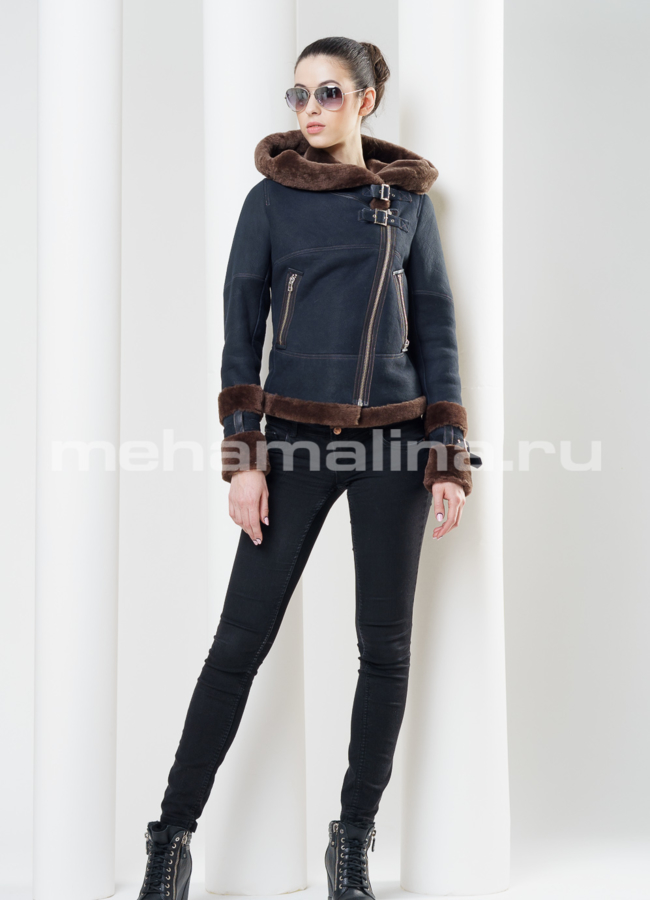 Дубленка укороченная модель № D-140 универмаг малина