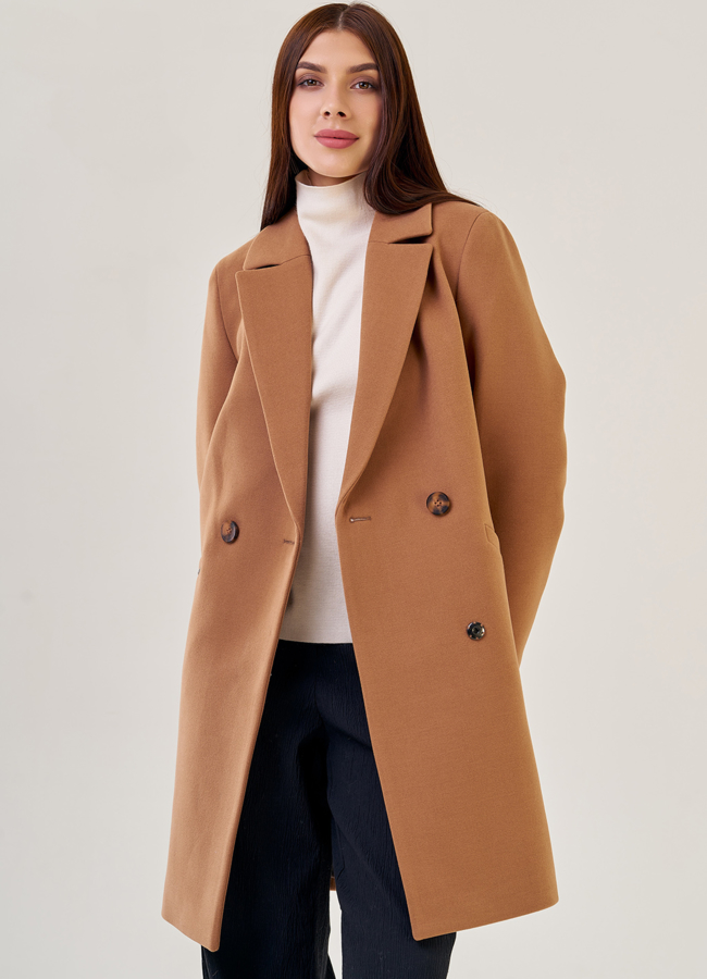 Женское пальто в цвете кэмел модель № 23177 универмаг малина