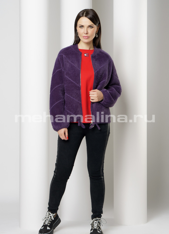 Укороченное пальто на молнии из микроворса модель № 1920 в рассрочку