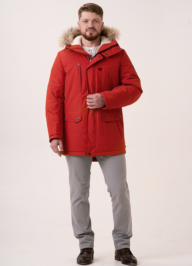 Мужской пуховик с климат контролем с капюшоном модель № 0742 универмаг малина