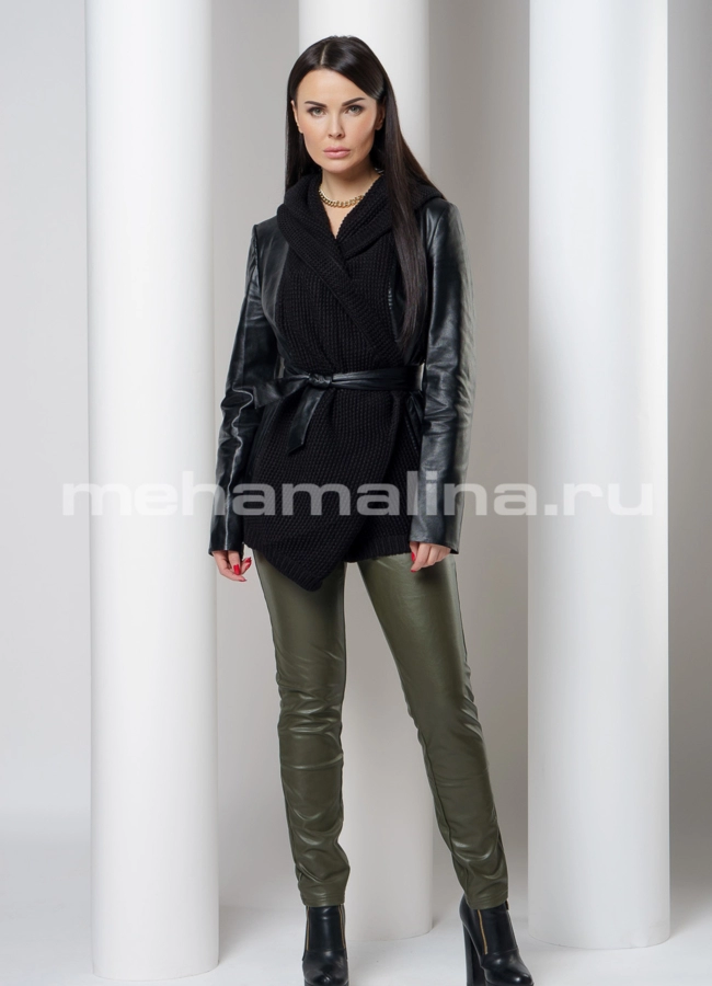 фото Куртка комбинированная с капюшоном модель № 10808