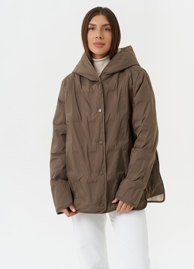 Женская куртка в стежку модель № 27874 меха малина