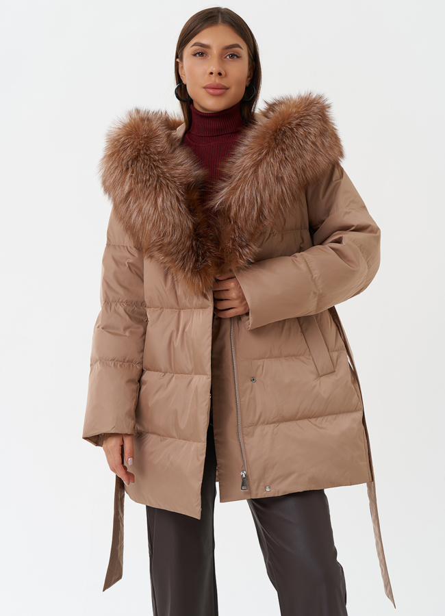 Пуховик с отделкой из меха чернобурки модель № 28854 универмаг малина