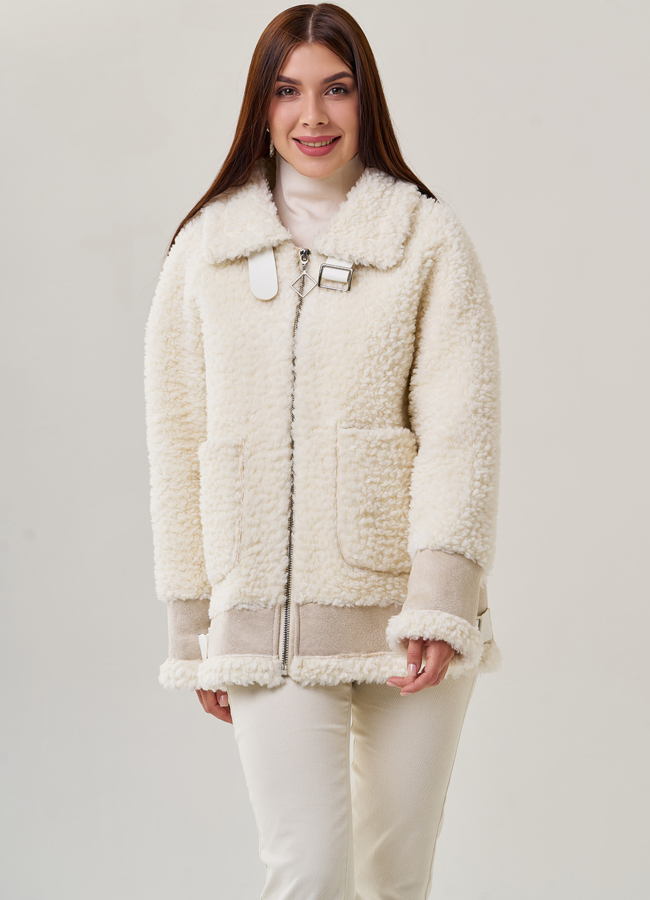 Куртка женская из шерсти в белом цвете модель № 19428 универмаг малина